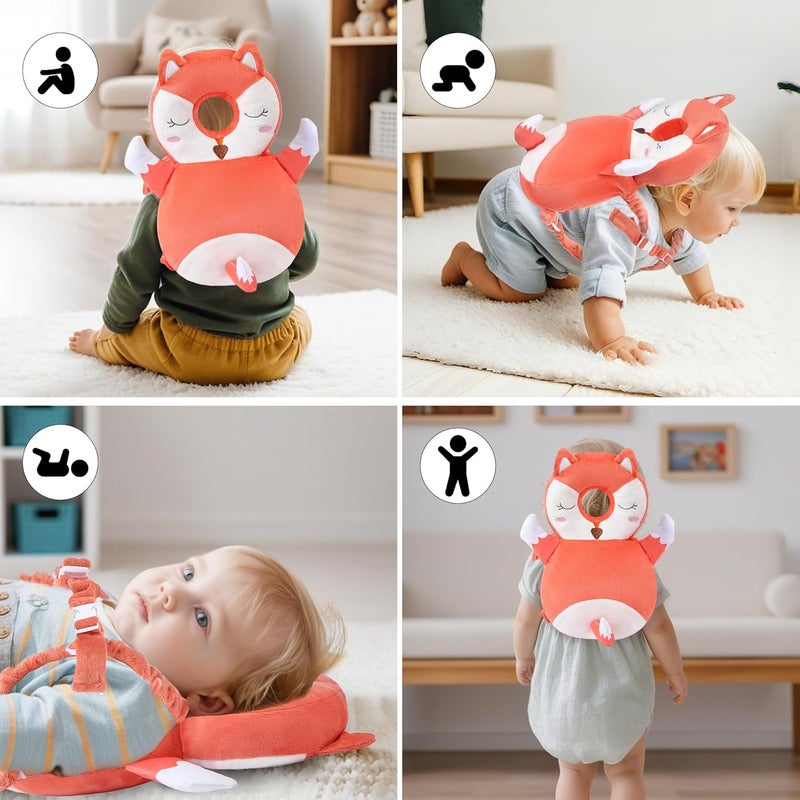 NICE CHOICE Baby Head Back Protector Backpack Toddler Safety Protector Cushion Pad Soft, Adjustable and Lightweight Design for Safe Walking and Crawling Toddlers Girls and Boys(Fox) - Image 2